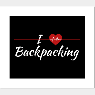 I Love Backpacking Heartbeat Posters and Art